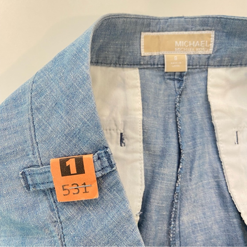 Michael Kors trousers pant wide leg light blue linen &cotton blend lightweight 8 - Picture 7 of 16